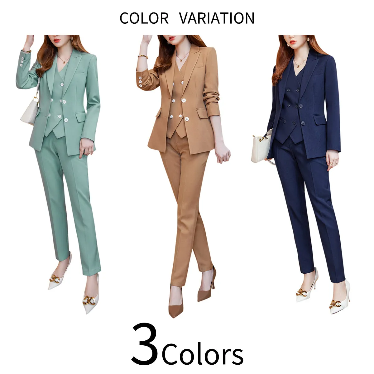 2 Pieces Women Suit Business Casaul Office Lady Suits Slim Fit Solid Color Long Sleeve Single Breasted Blazer And Pant