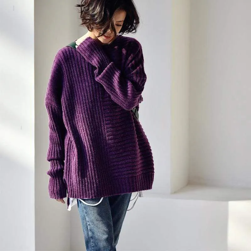 Ashley Purple Cable Knit Sweater