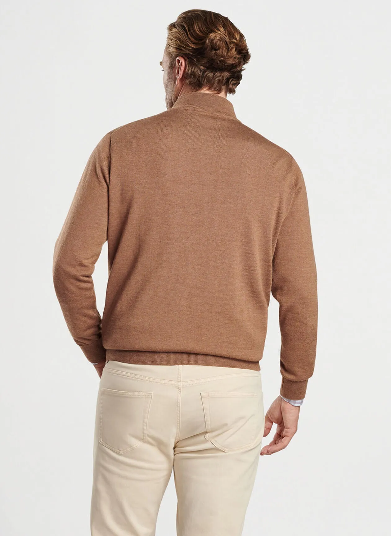 Autumn Crest Quarter-Zip in British Tan by Peter Millar