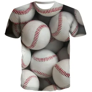 Baseball T-shirt Men Stadium T-shirts Graphic Game Tshirts Cool White T-shirts 3d