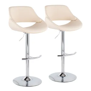 Fabrico Adjustable Bar Stool - Set of 2 Cream By LumiSource