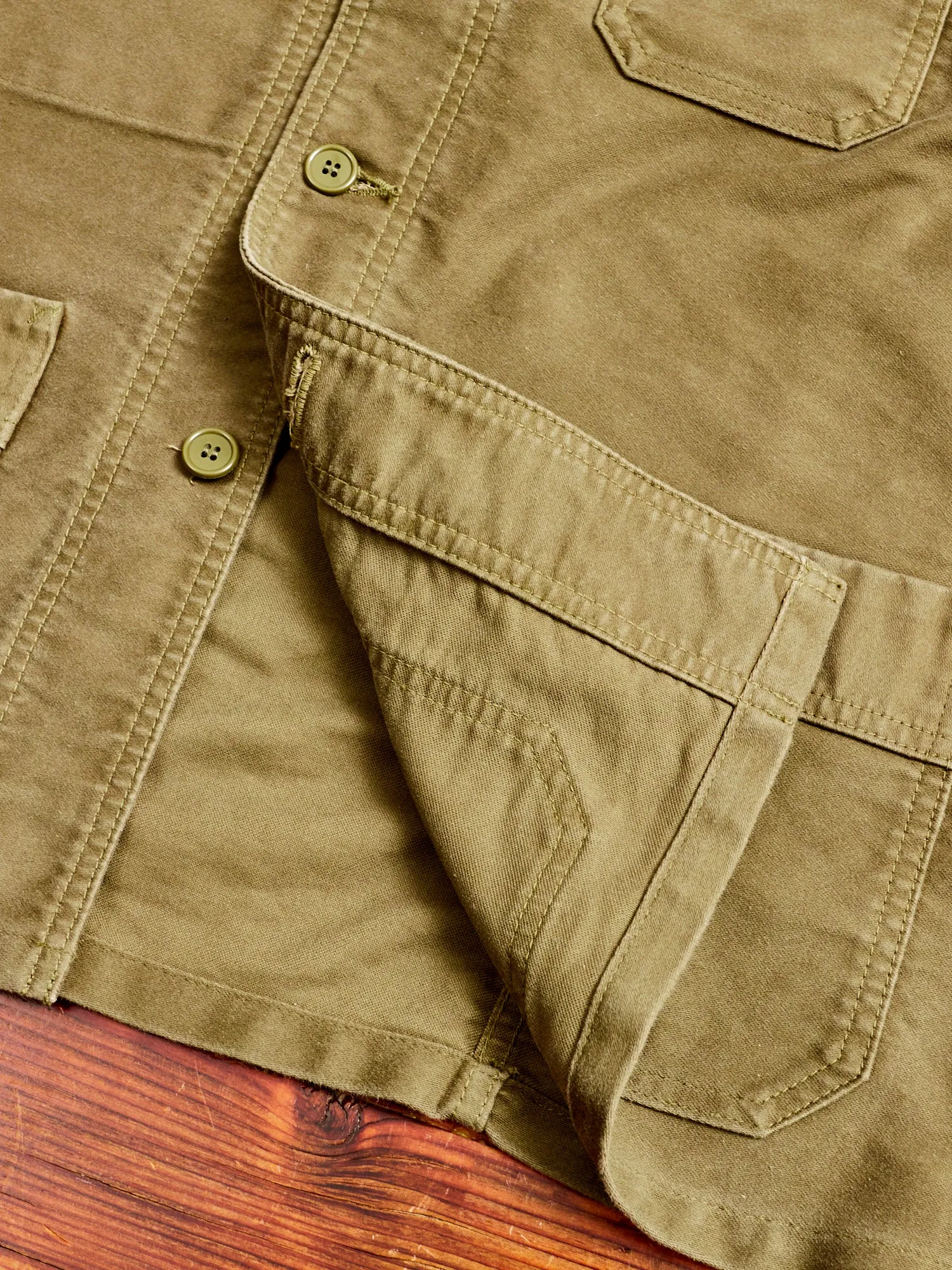 French Moleskin Work Jacket in Olive