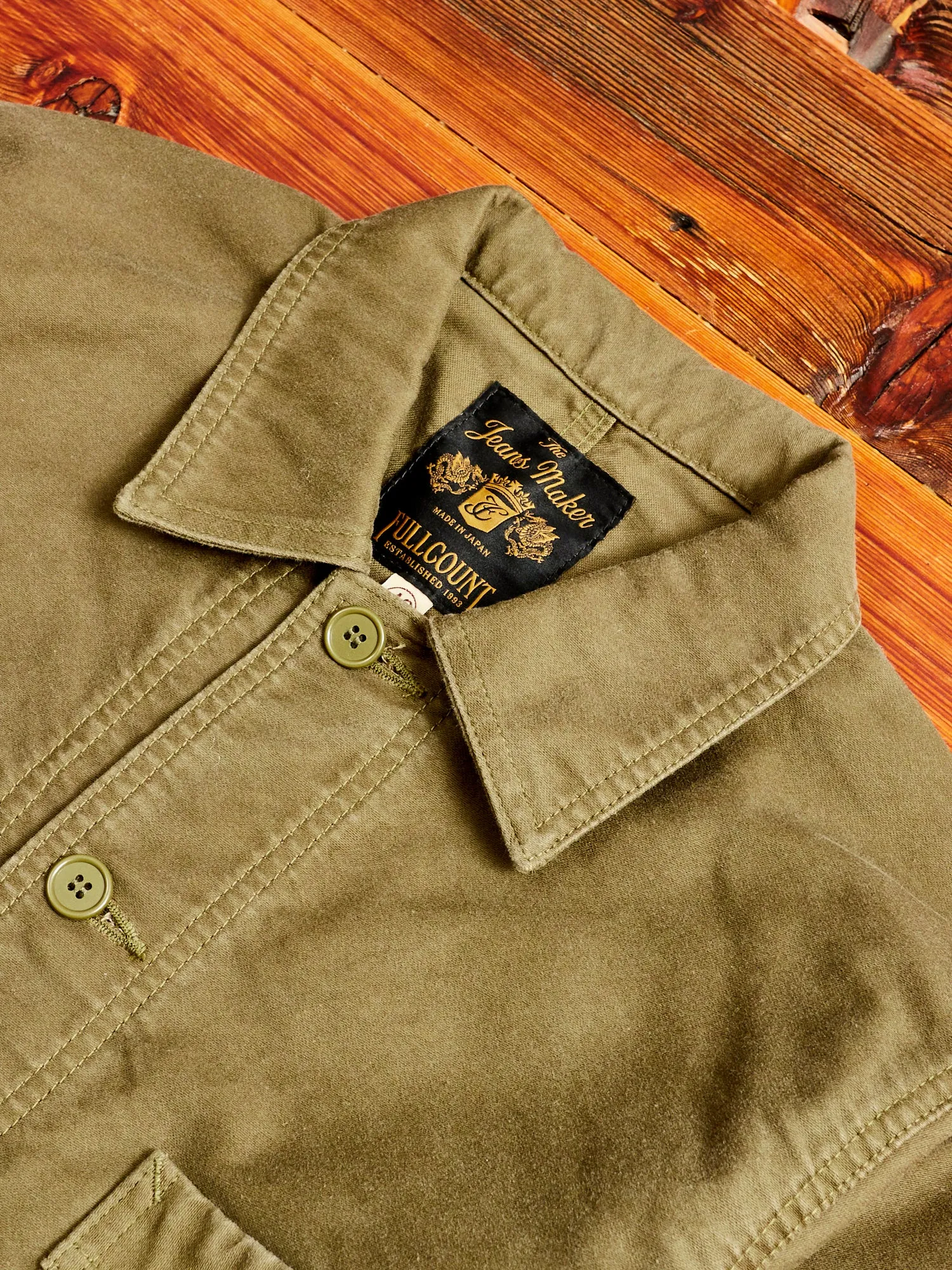 French Moleskin Work Jacket in Olive