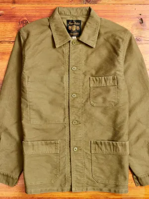 French Moleskin Work Jacket in Olive