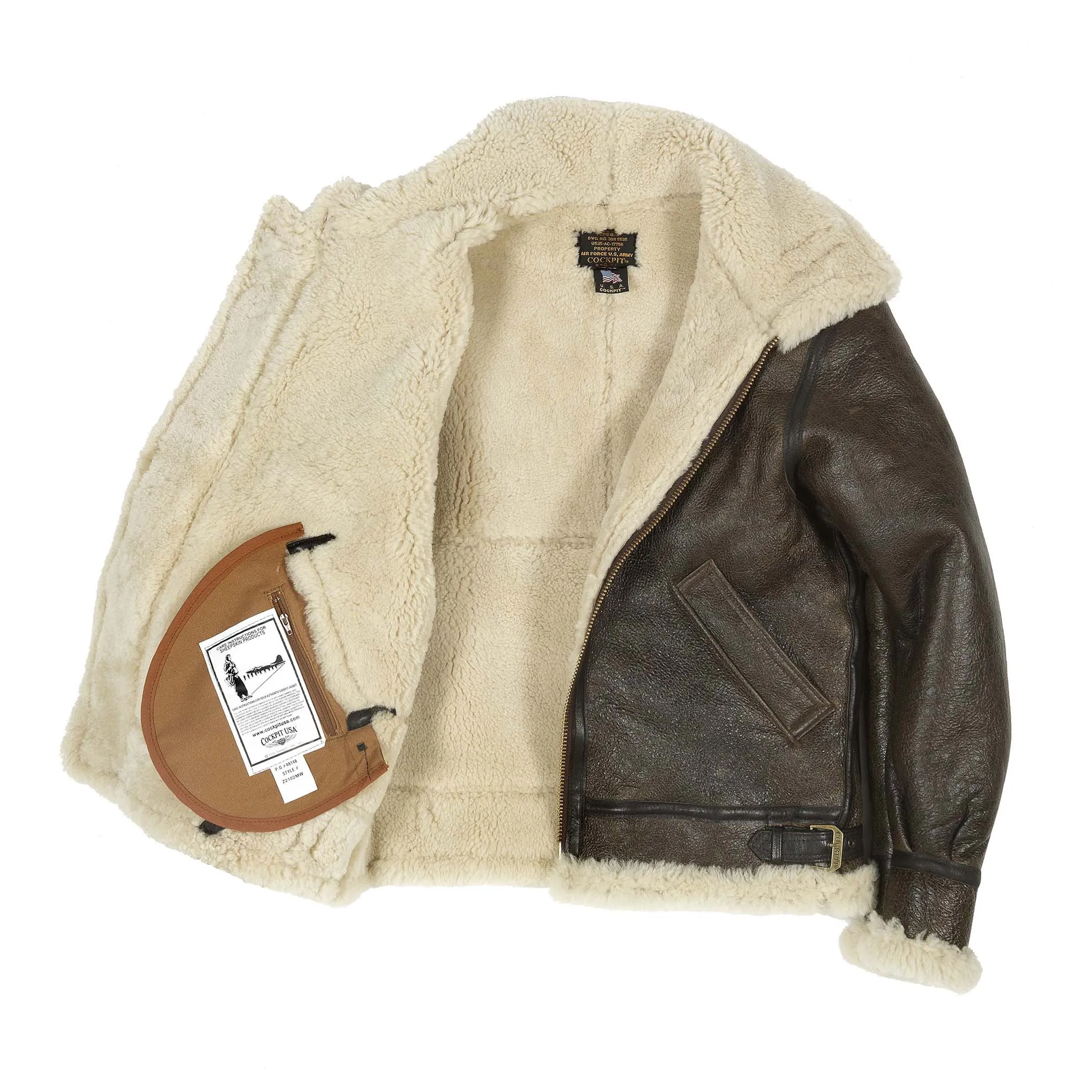 Genuine Shearling B-3 Bomber Jacket by Cockpit USA