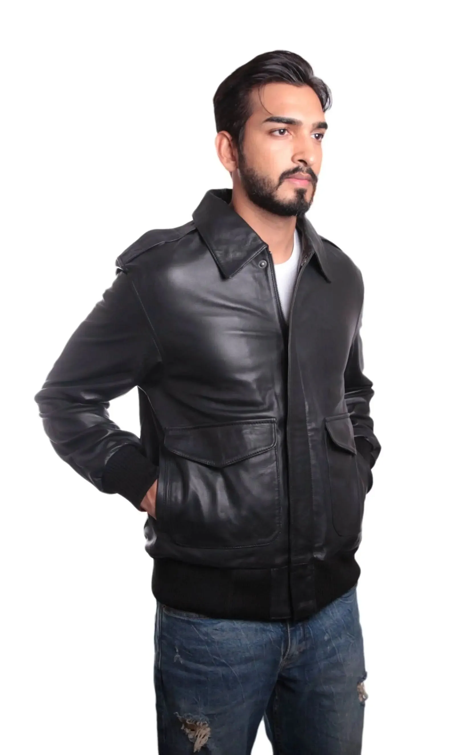 Houston Luxe Men's Premium Leather Bomber Jacket