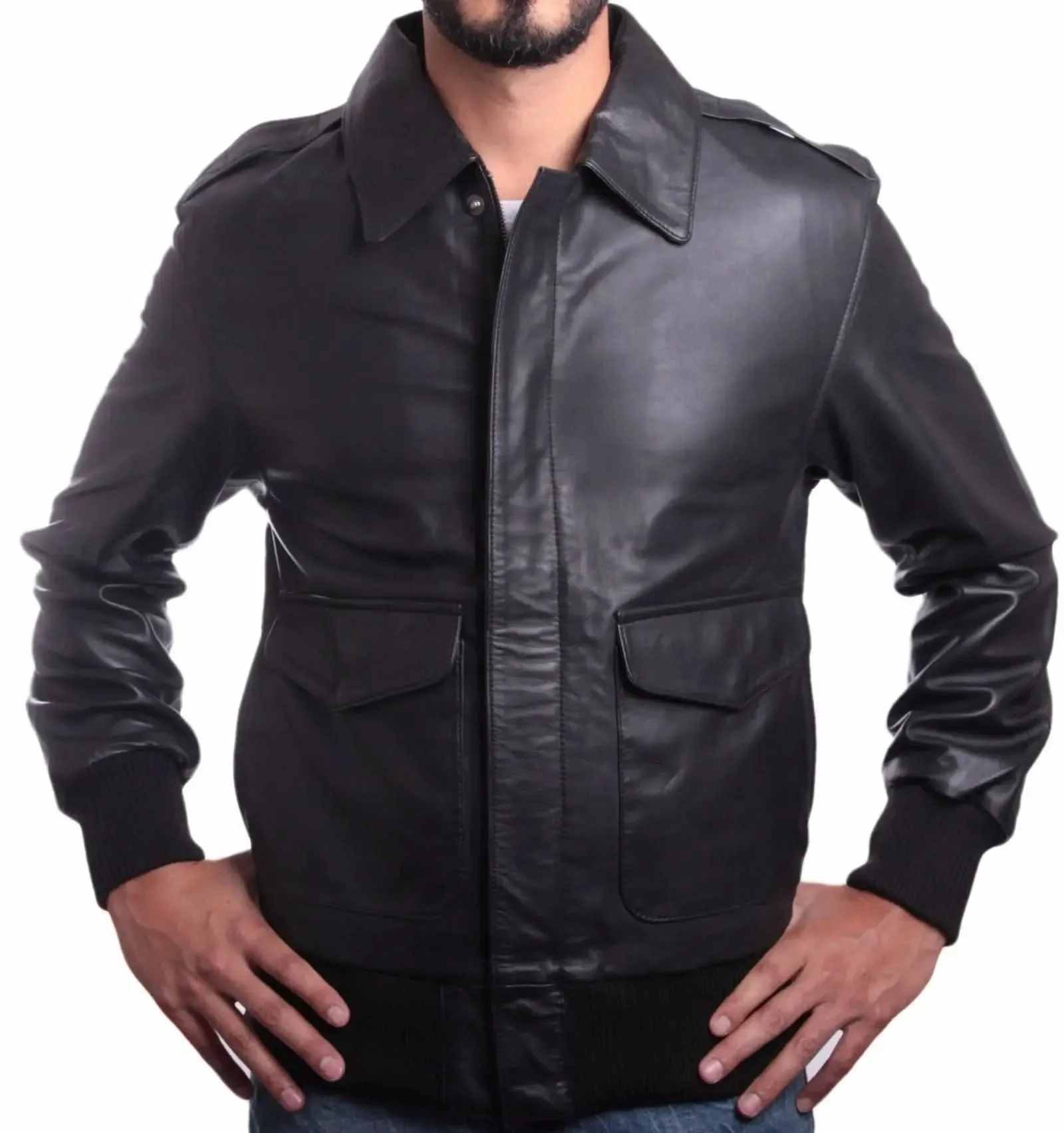 Houston Luxe Men's Premium Leather Bomber Jacket