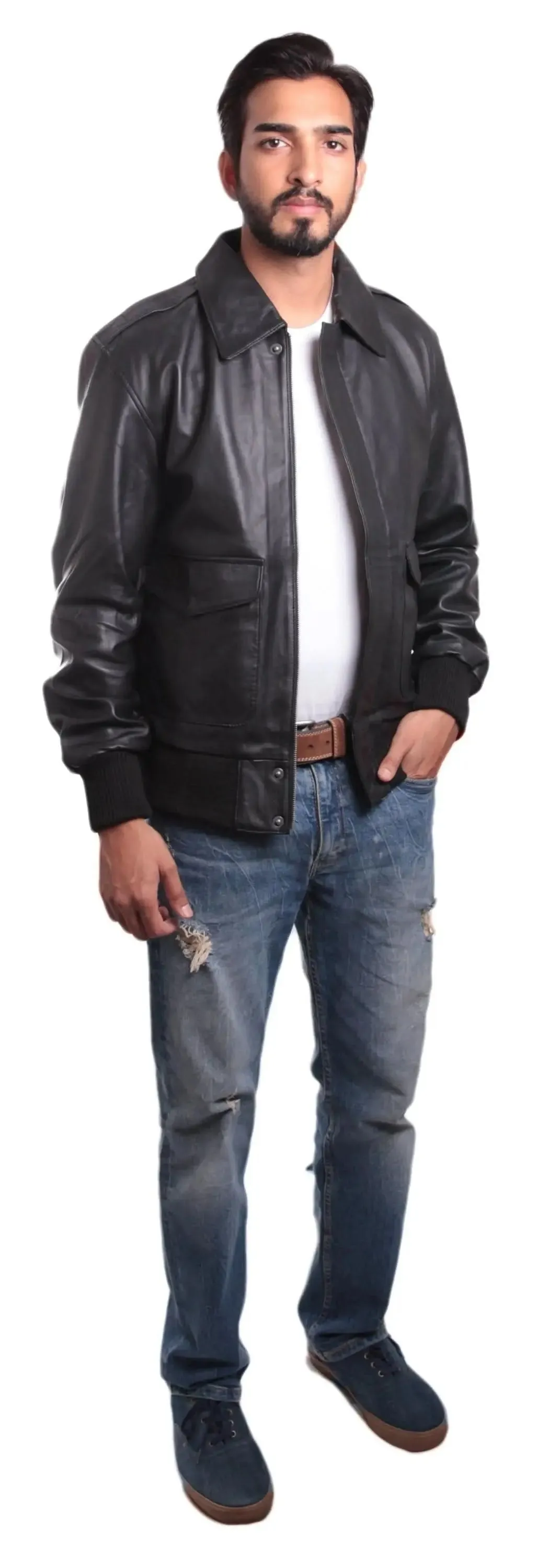 Houston Luxe Men's Premium Leather Bomber Jacket