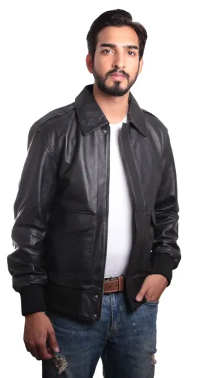 Houston Luxe Men's Premium Leather Bomber Jacket