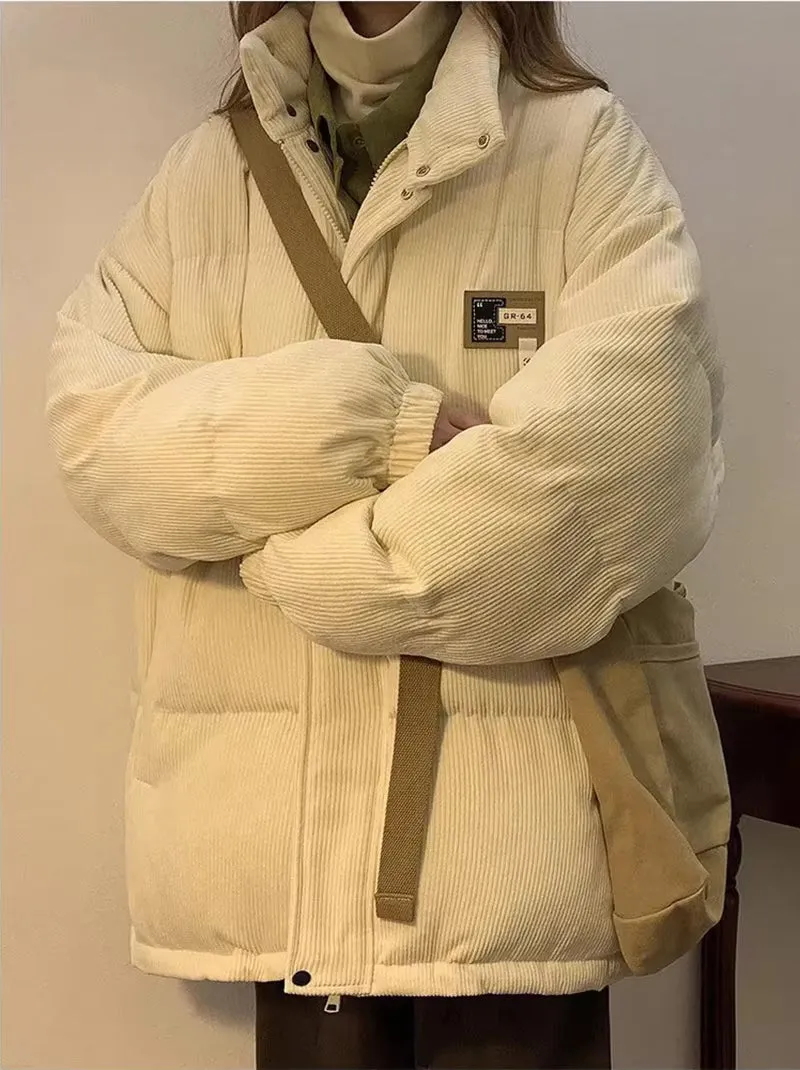 Loose Retro Corduroy Parkas Jacket