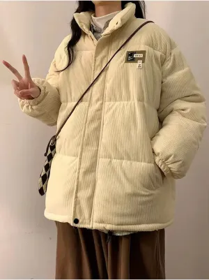 Loose Retro Corduroy Parkas Jacket