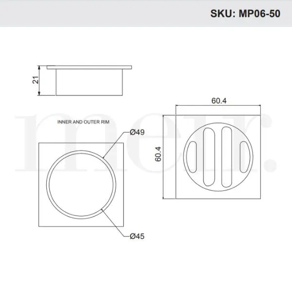 Meir Square Floor Grate Shower Drain 50mm Outlet Lustre Bronze