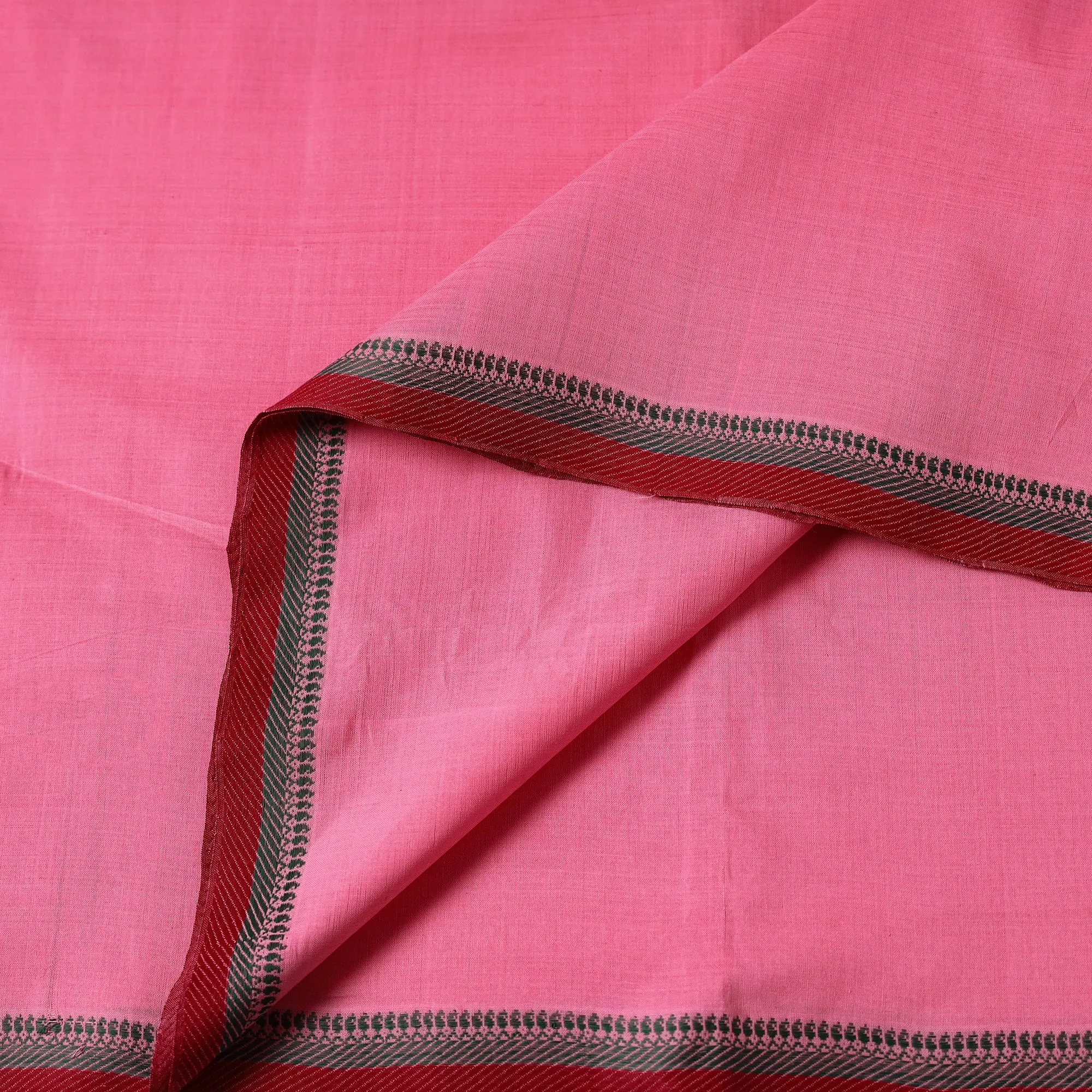 Pink - Handloom Mangalagiri Cotton Fabric with Thread Border 05