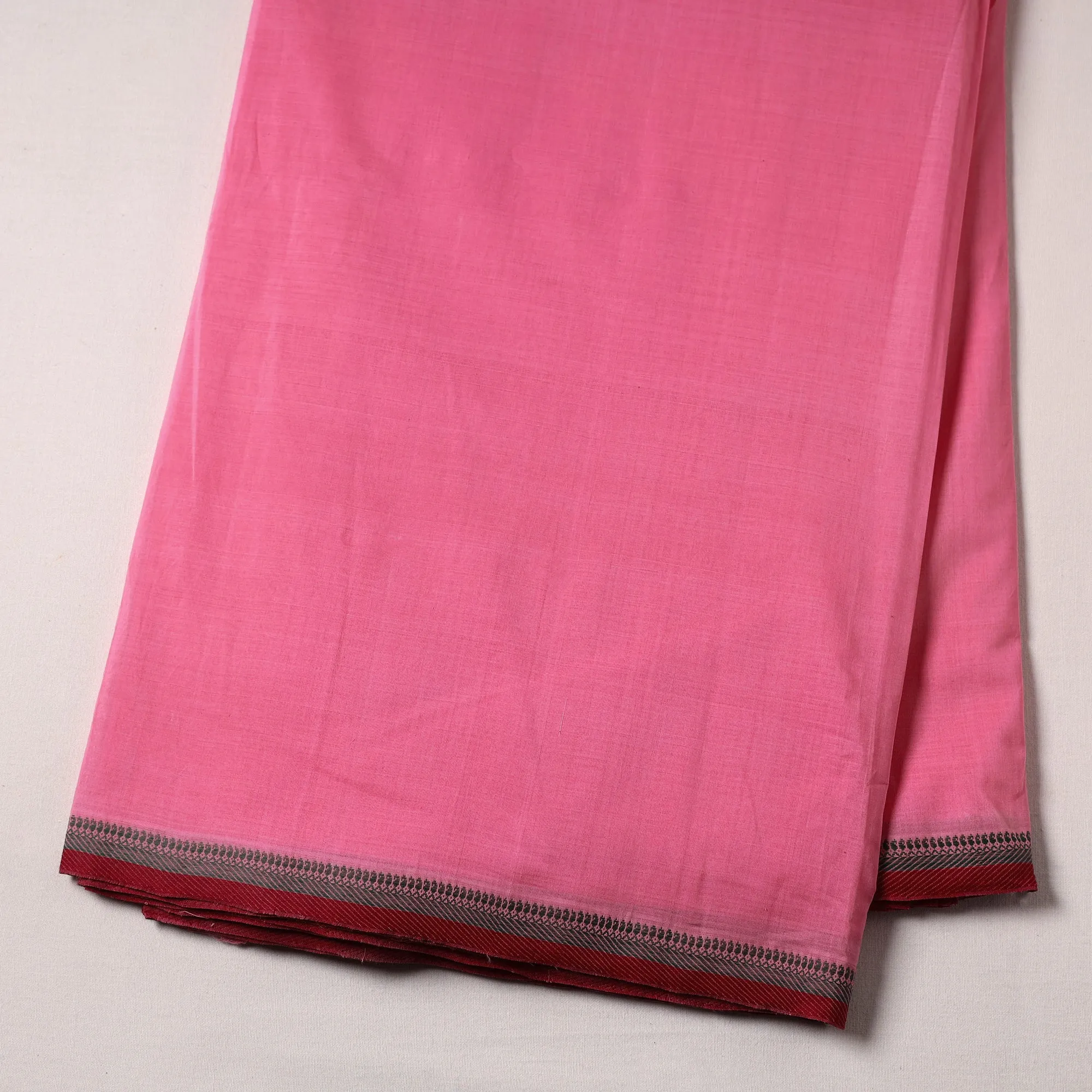 Pink - Handloom Mangalagiri Cotton Fabric with Thread Border 05