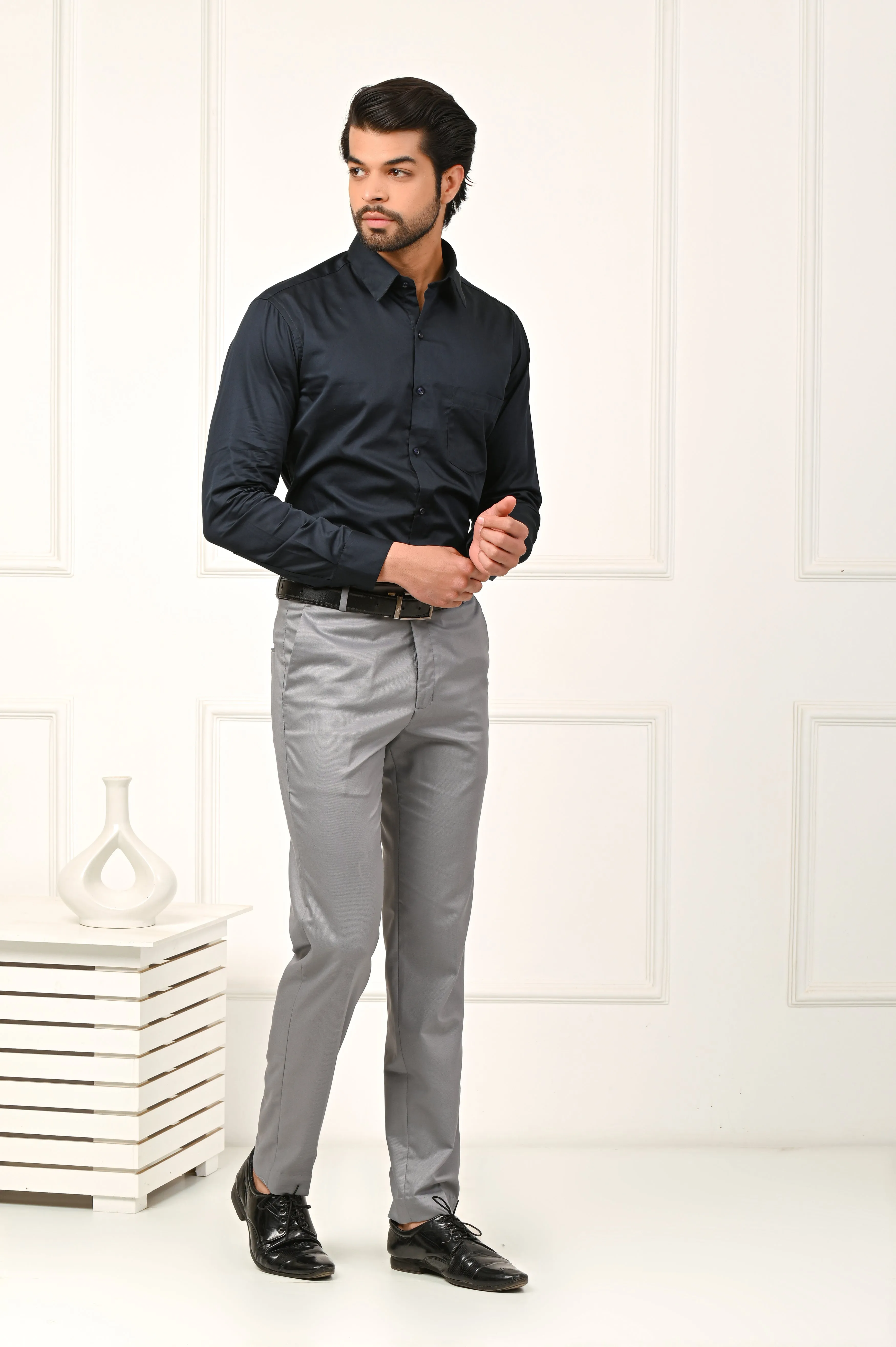 Premium Navy Blue Pure Cotton Formal Shirts