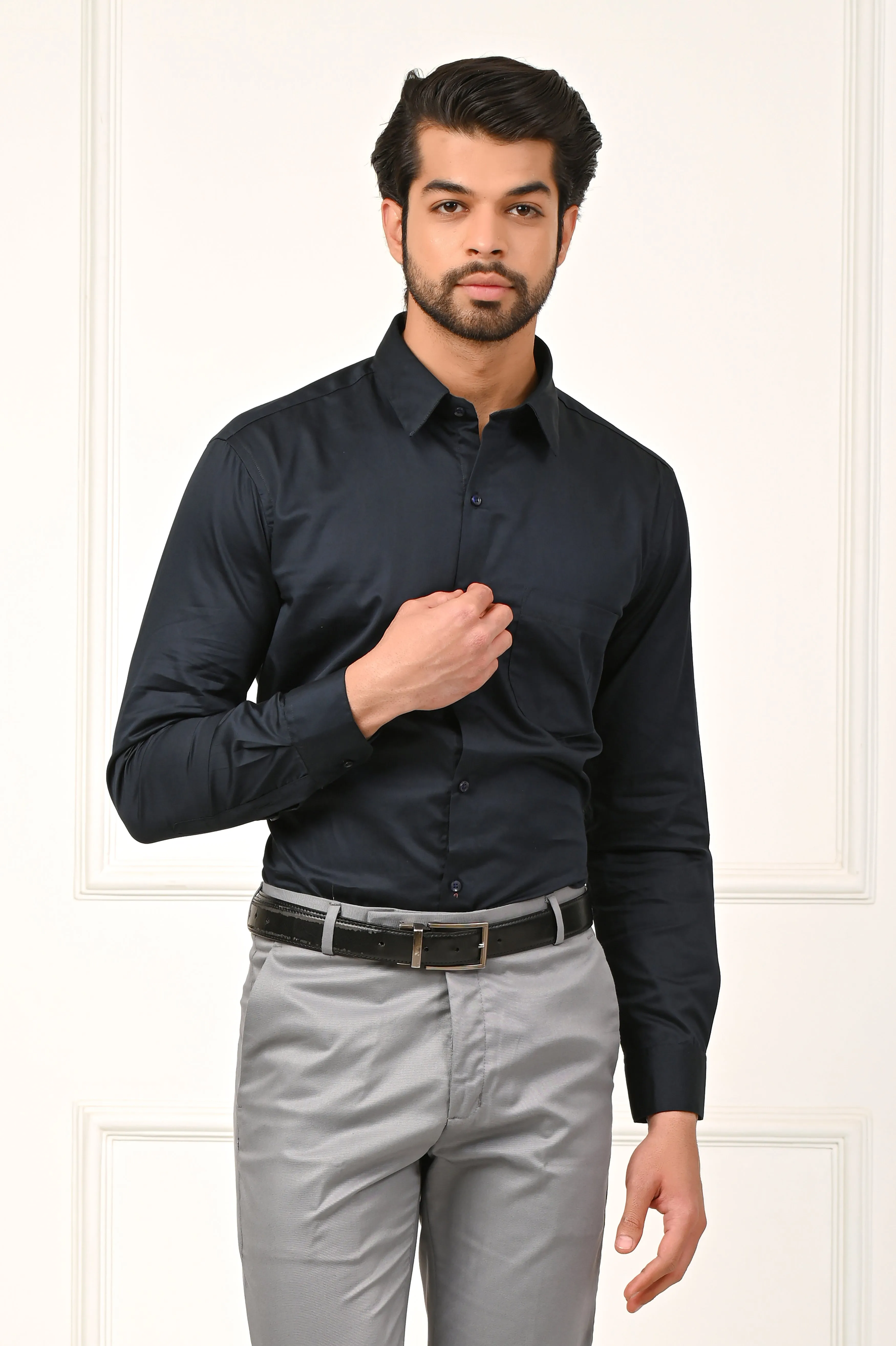 Premium Navy Blue Pure Cotton Formal Shirts