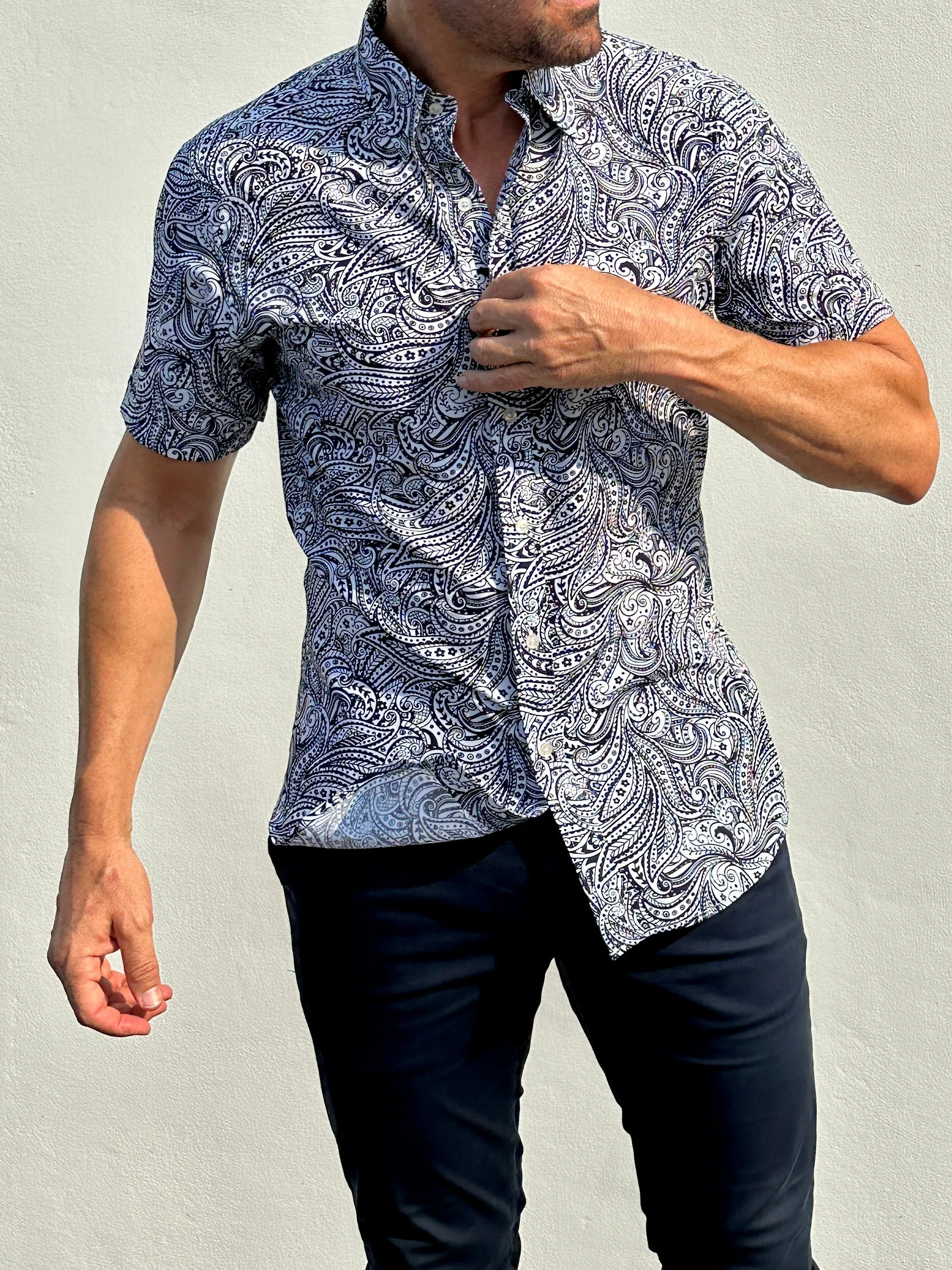 Short Sleeve Paisley Party Shirts