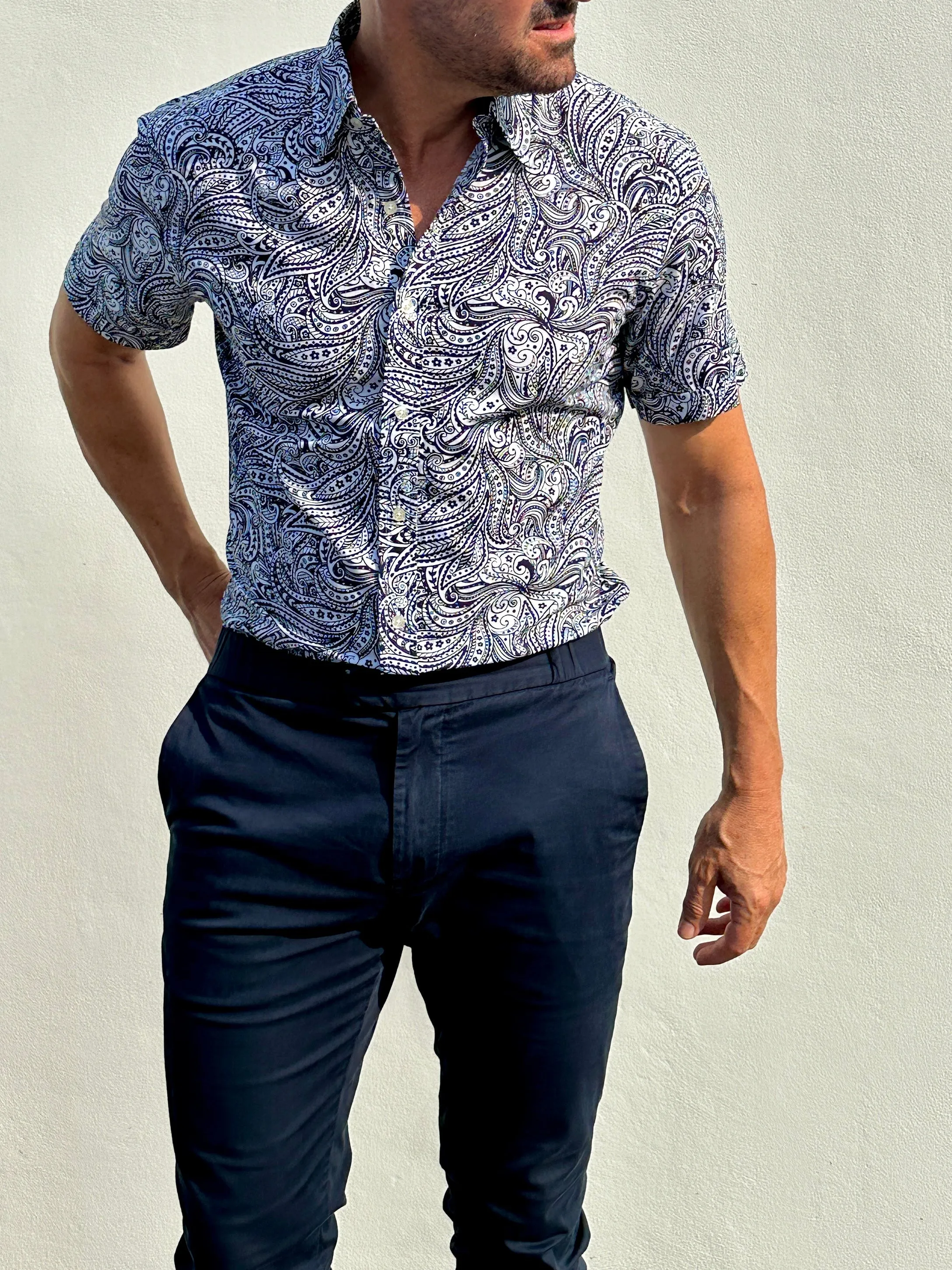 Short Sleeve Paisley Party Shirts