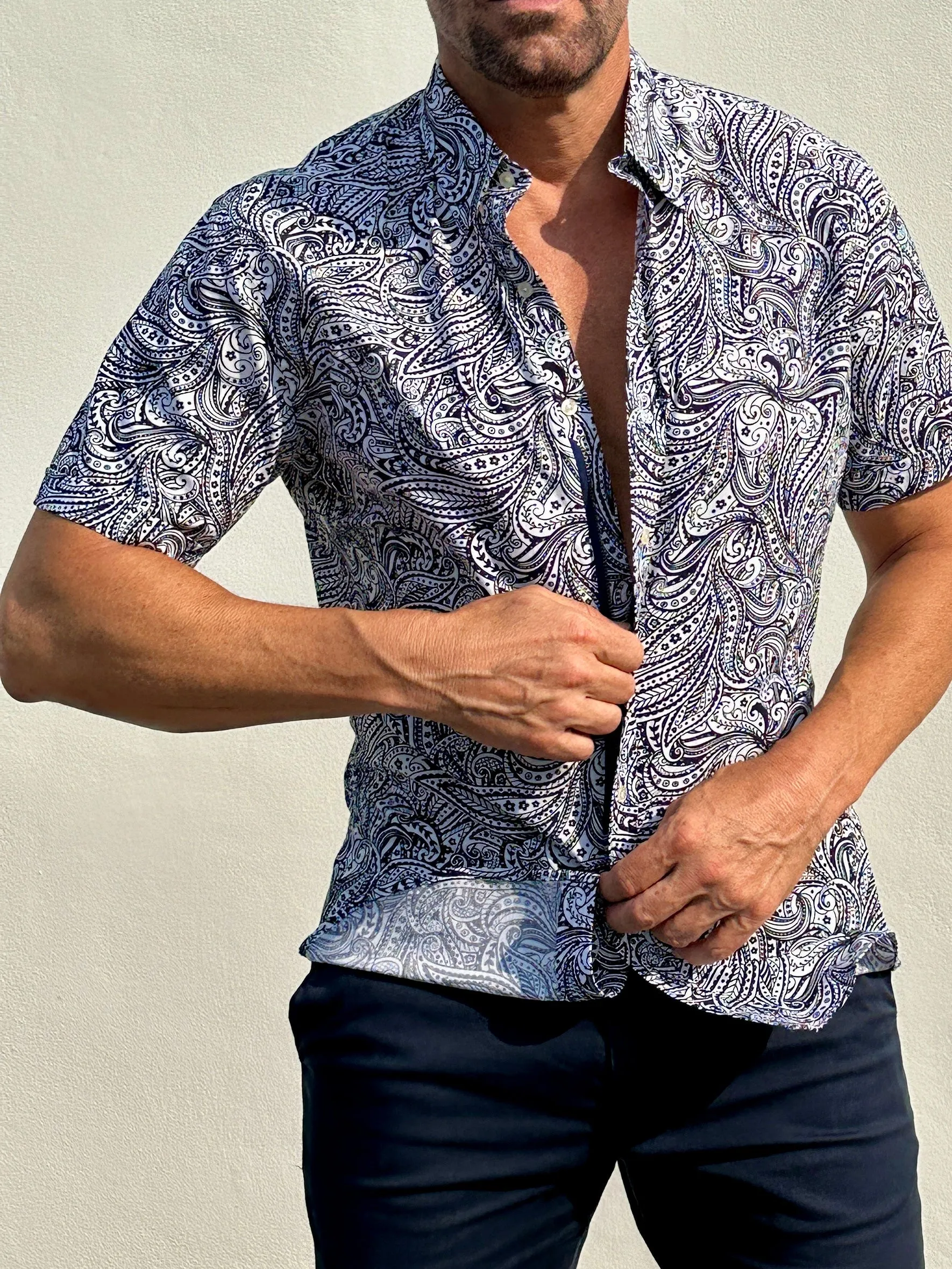 Short Sleeve Paisley Party Shirts