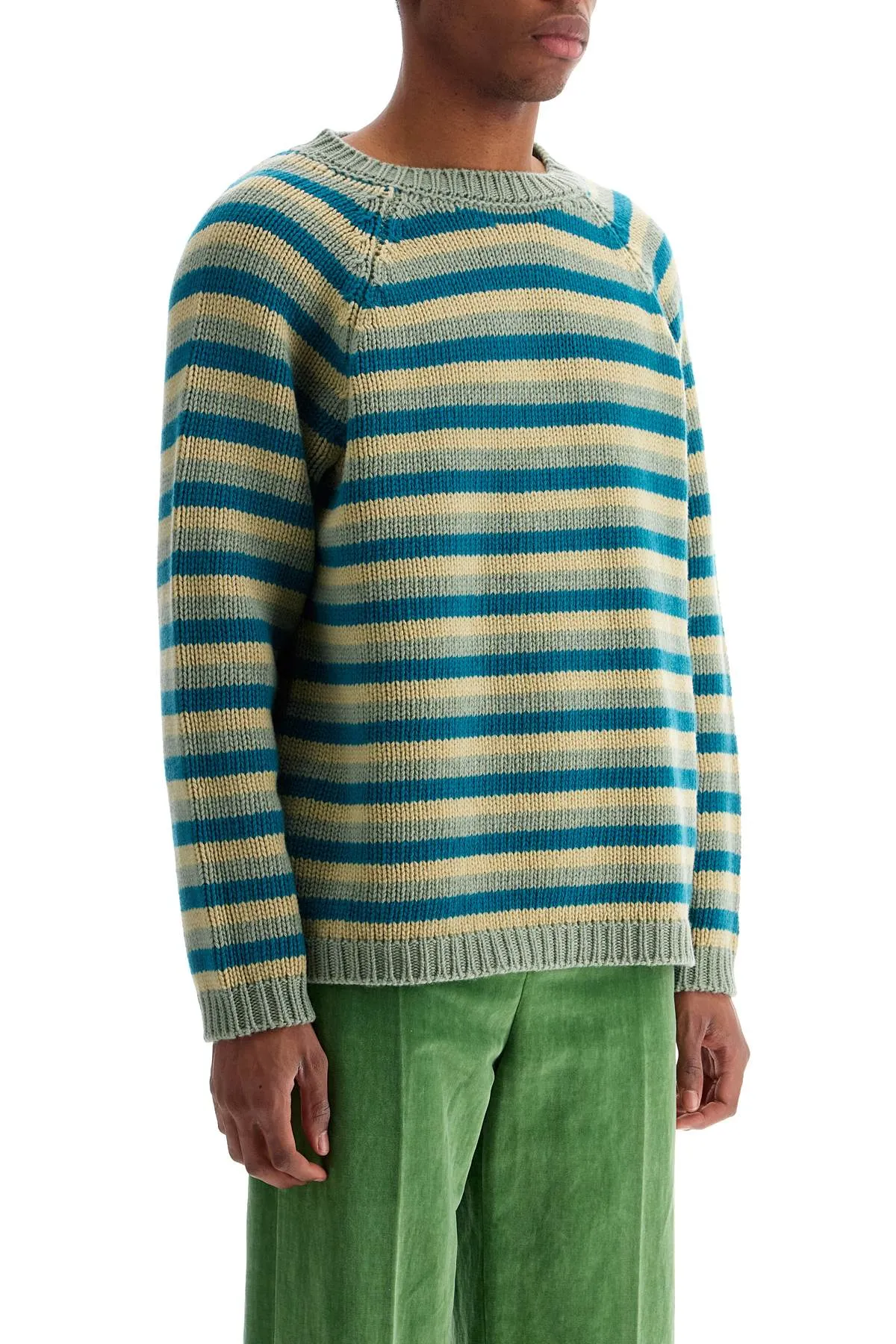 Striped Knit Wool Sweater