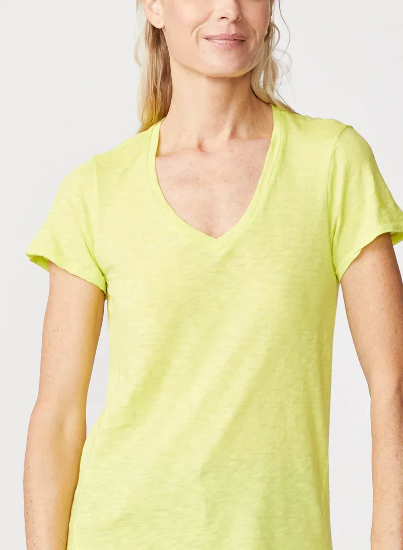 Supima Slub Jersey V Neck T Shirt - Pear