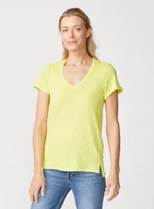 Supima Slub Jersey V Neck T Shirt - Pear