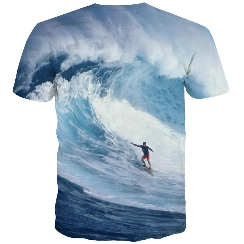 surf T-shirt Men The sea T-shirts Graphic sport Shirt Print Cool T shirts Funny