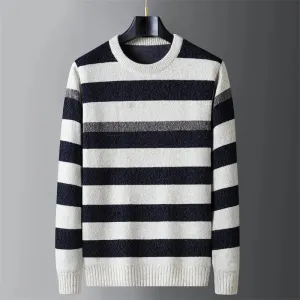 Trend4us Men's Modern Striped Knit Sweater