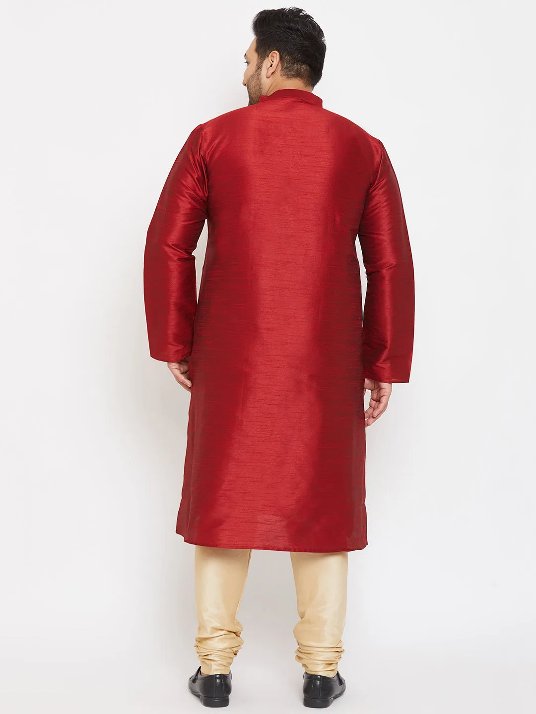 Vastramay Maroon Silk Blend Kurta Pyjama