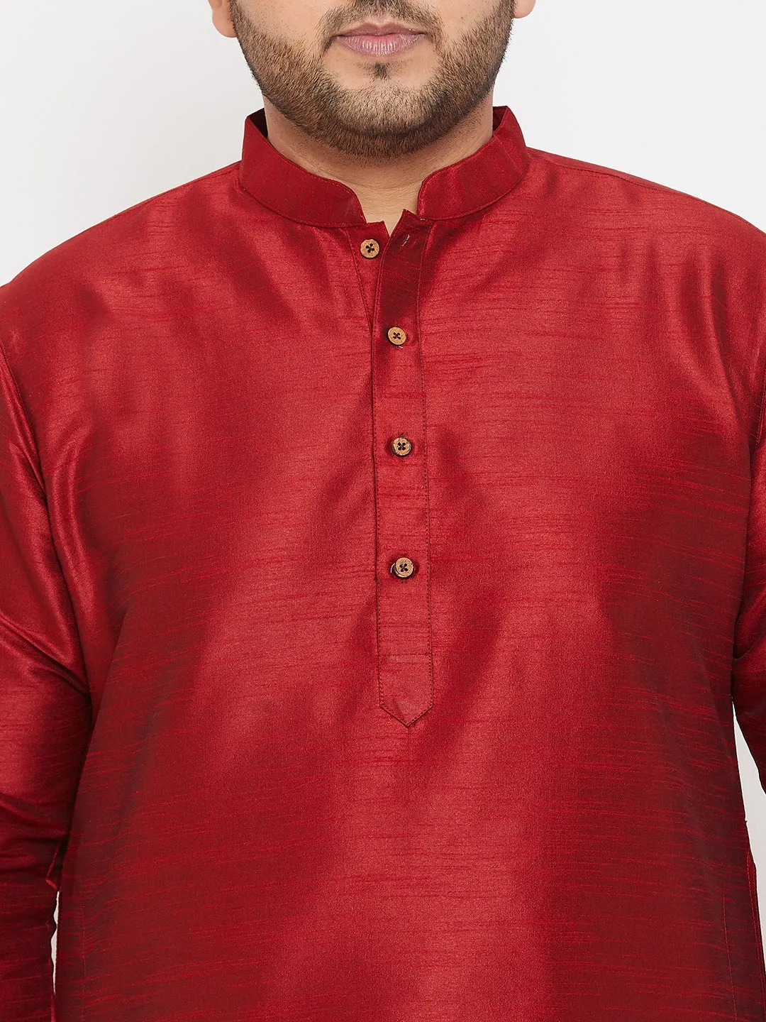 Vastramay Maroon Silk Blend Kurta Pyjama