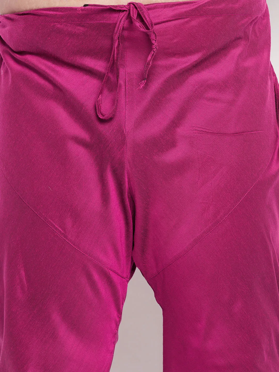 VASTRAMAY Men's Pink Silk Jodhpuri Set