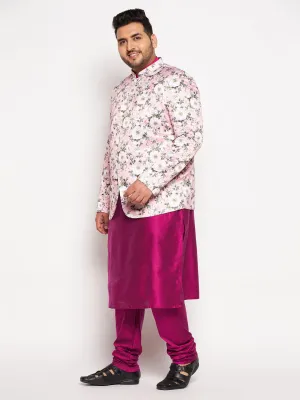 VASTRAMAY Men's Pink Silk Jodhpuri Set