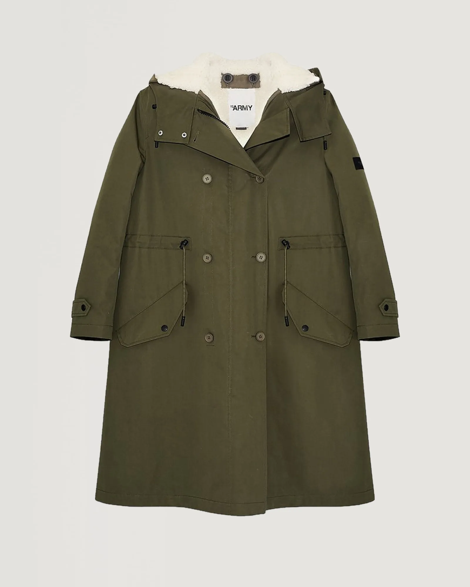 Waterproof cotton blend parka with shearling lining