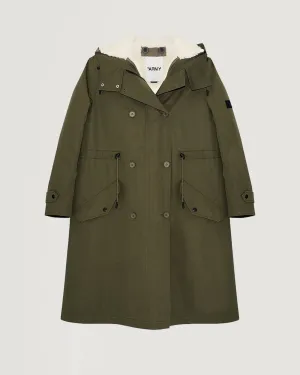 Waterproof cotton blend parka with shearling lining