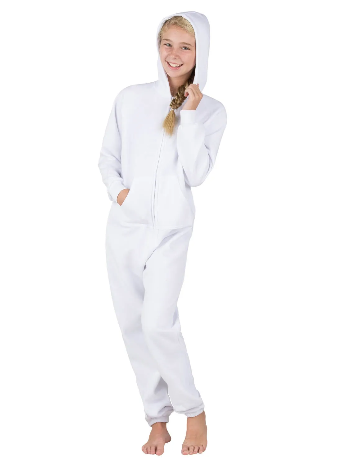 White Frosting Kids Footless Hoodie Onesie