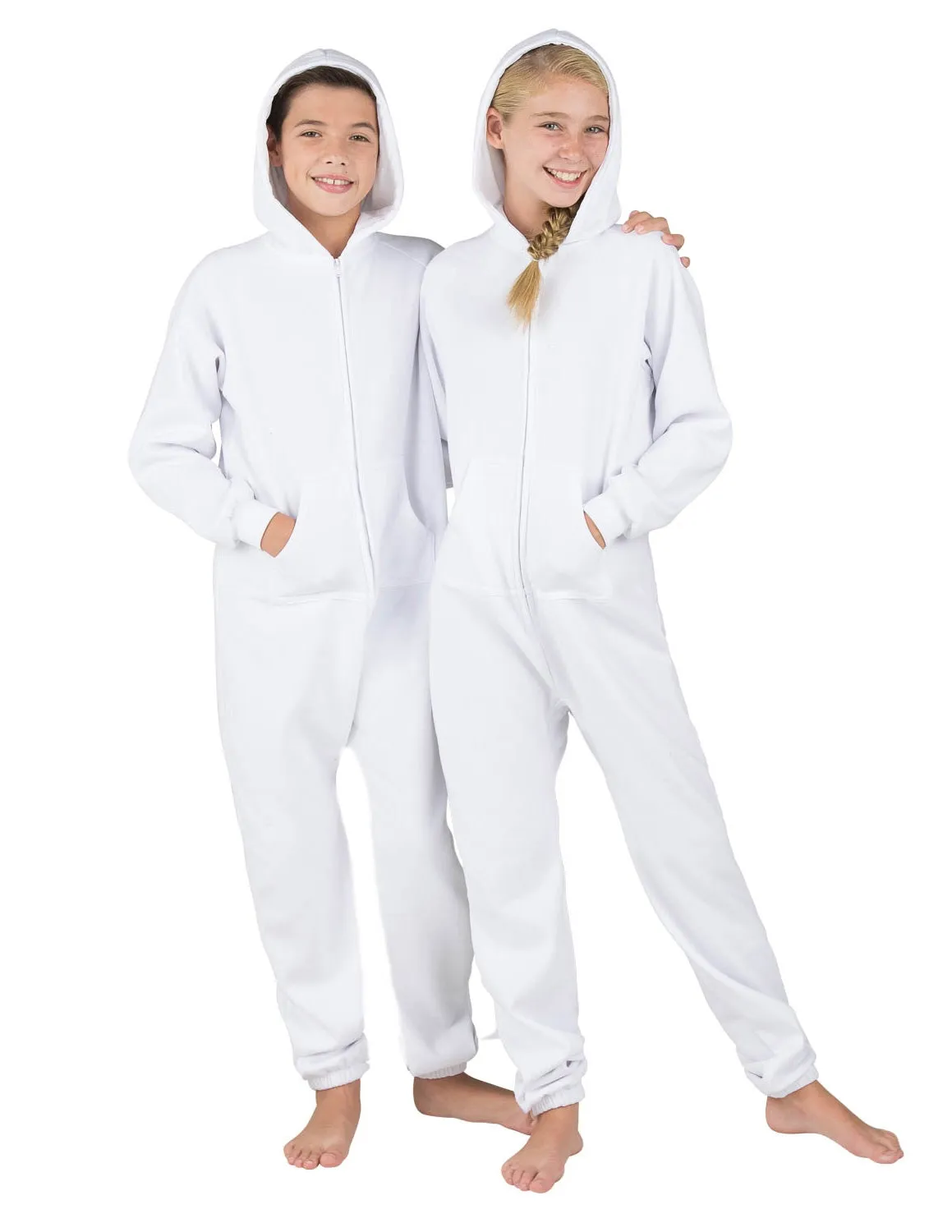 White Frosting Kids Footless Hoodie Onesie