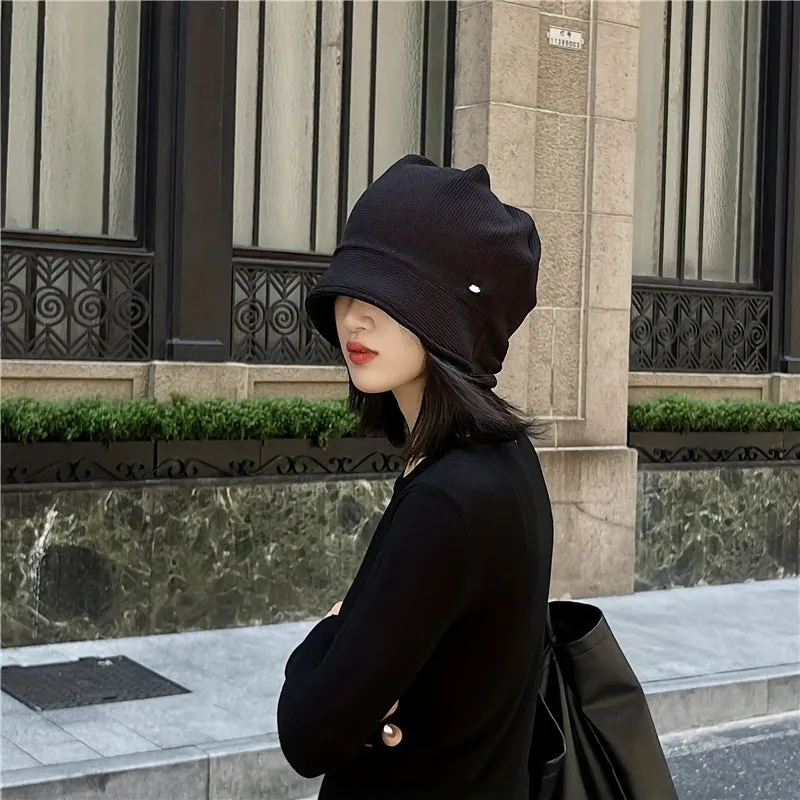 Womens Stylish Solid Color Knitted Hat - Cozy Ear Protection, Windproof & Warm - Ideal for Outdoor Travel, Sleek Brimless Design with Enhanced Comfort