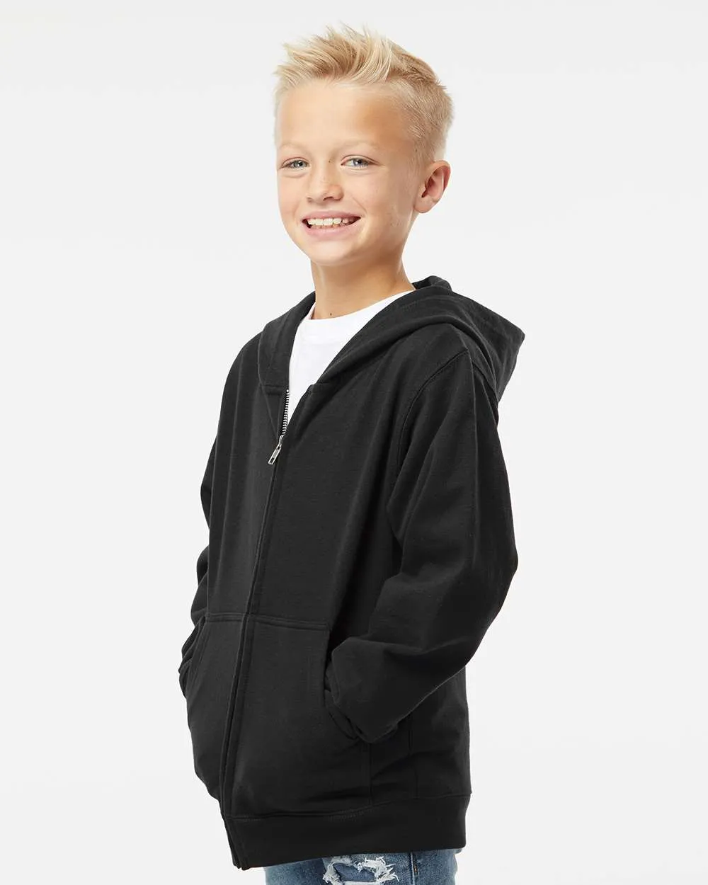 Youth Midweight Full-Zip Hooded Sweatshirt